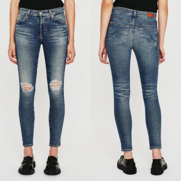 Ag Adriano Goldschmied Denim - AG Denim The FARRAH SKINNY ANKLE Distressed Stretch  Medium Wash SZ 27 NEW!